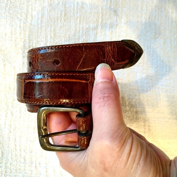 Ralph Lauren Accessories - VTG Ralph Lauren Genuine Alligator Belt Sterling Silver 1985 Brown 26